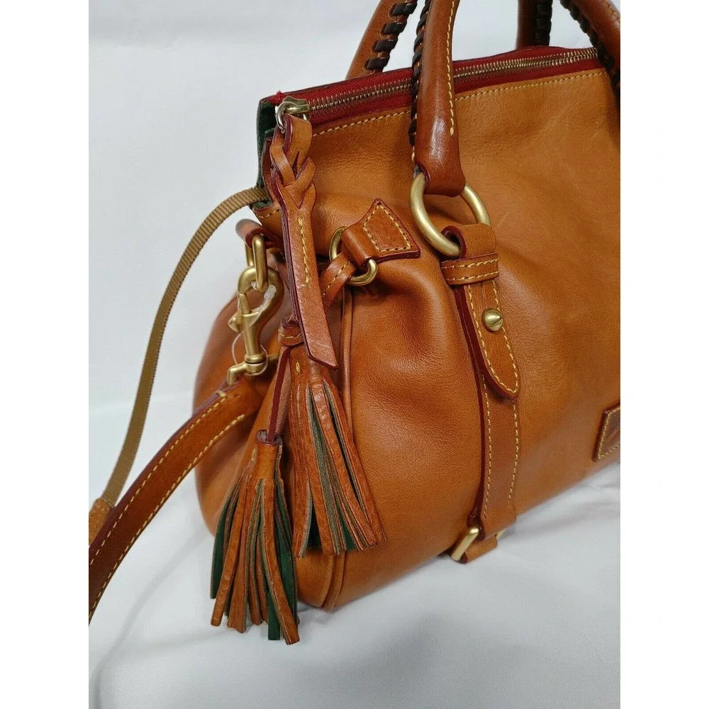 Dooney & Bourke Florentine Leather Tassel Medium Satchel $580 Cognac